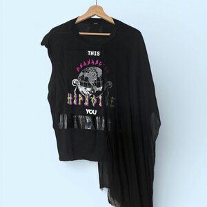 Diesel Asymmetrical Graphic Top – Runway Style Black Size XS